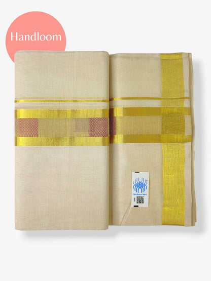 Original Balaramapuram Handloom Kasavu Mundu for Men