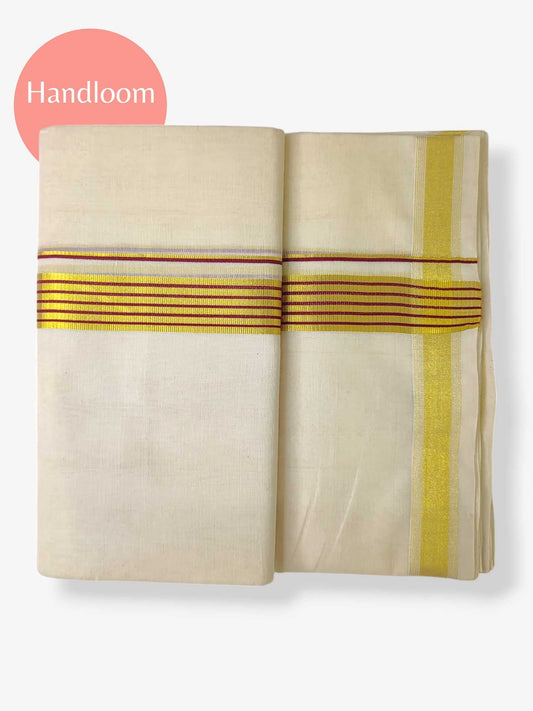 Original Balaramapuram Handloom Kasavu Mundu for Men