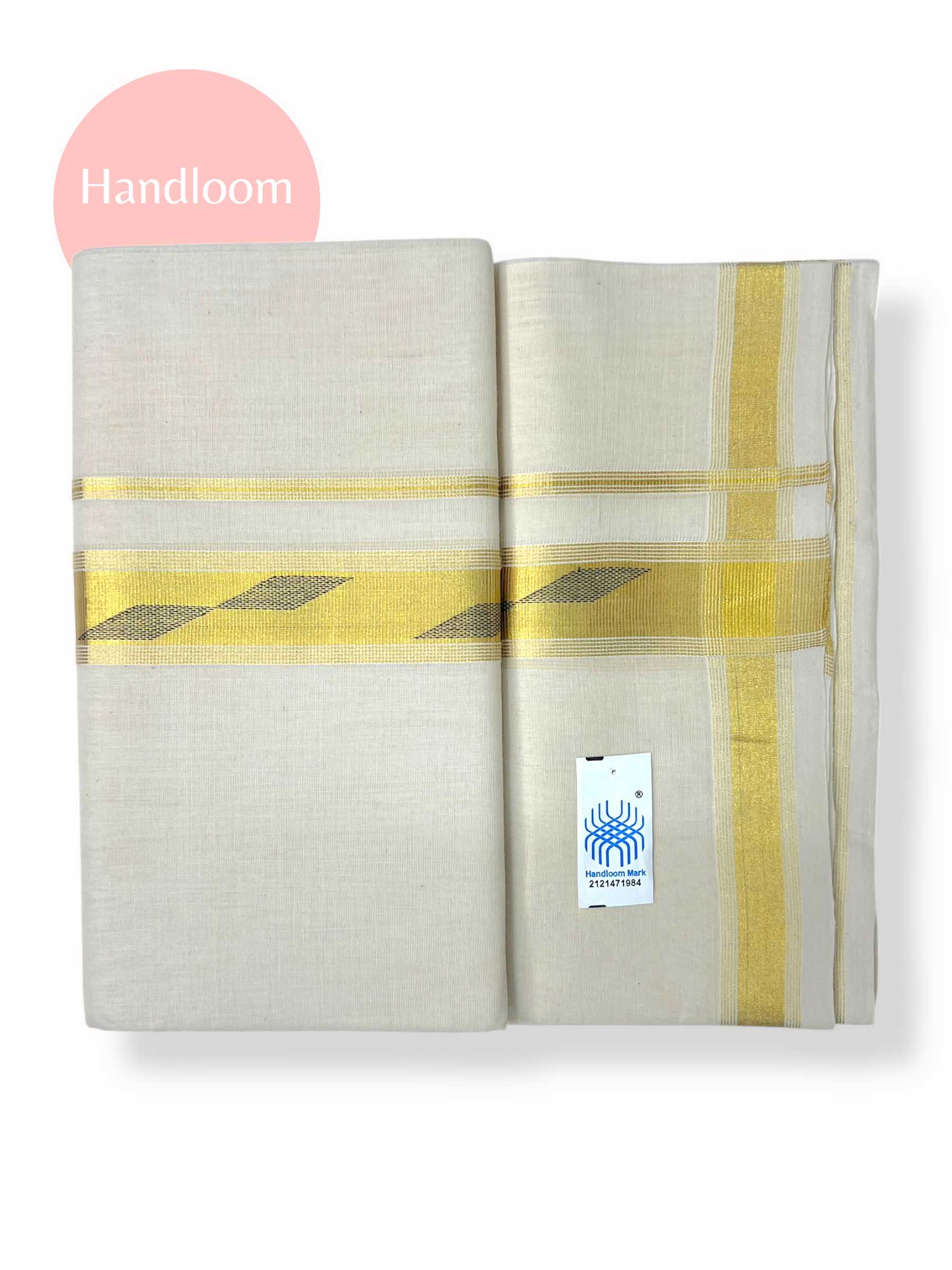 Original Balaramapuram Handloom Kasavu Mundu for Men