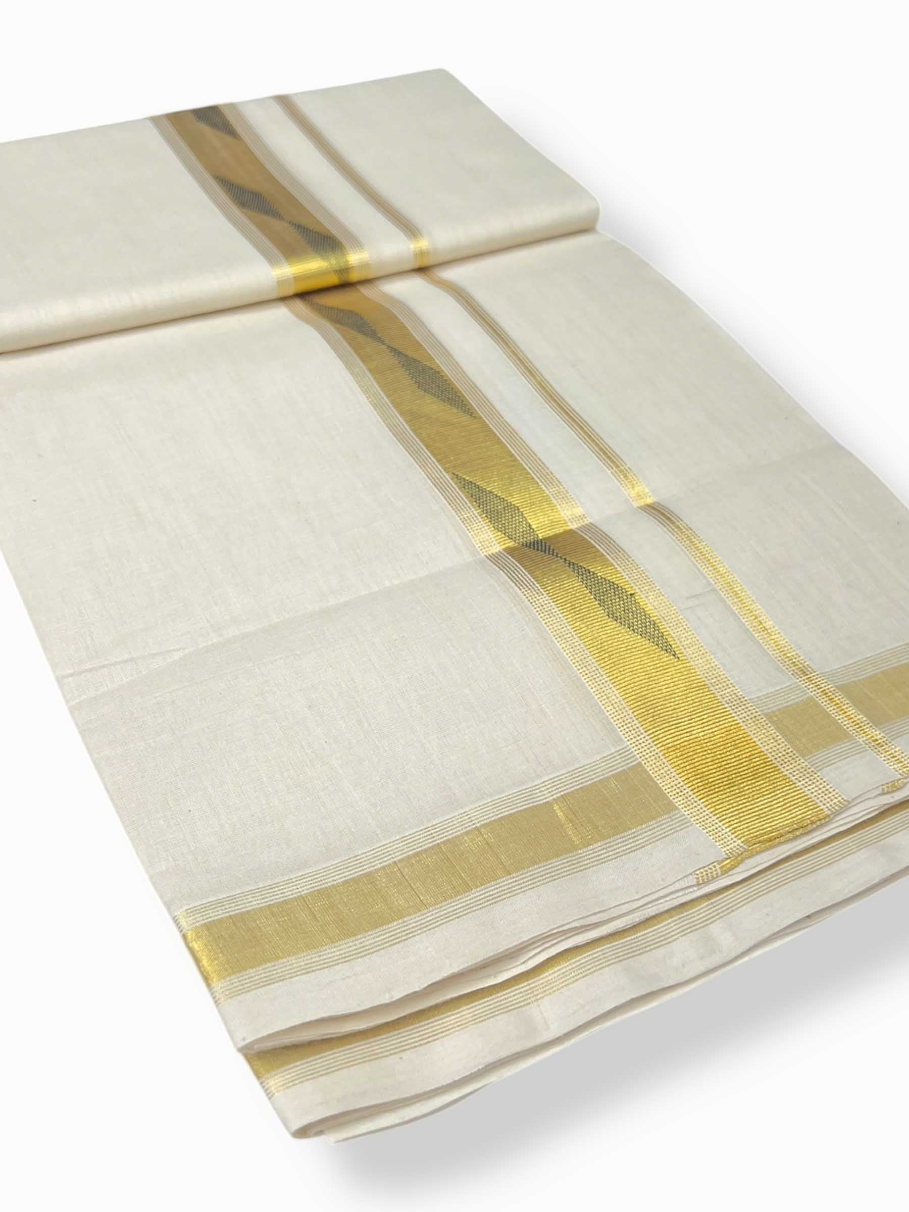 Original Balaramapuram Handloom Kasavu Mundu for Men