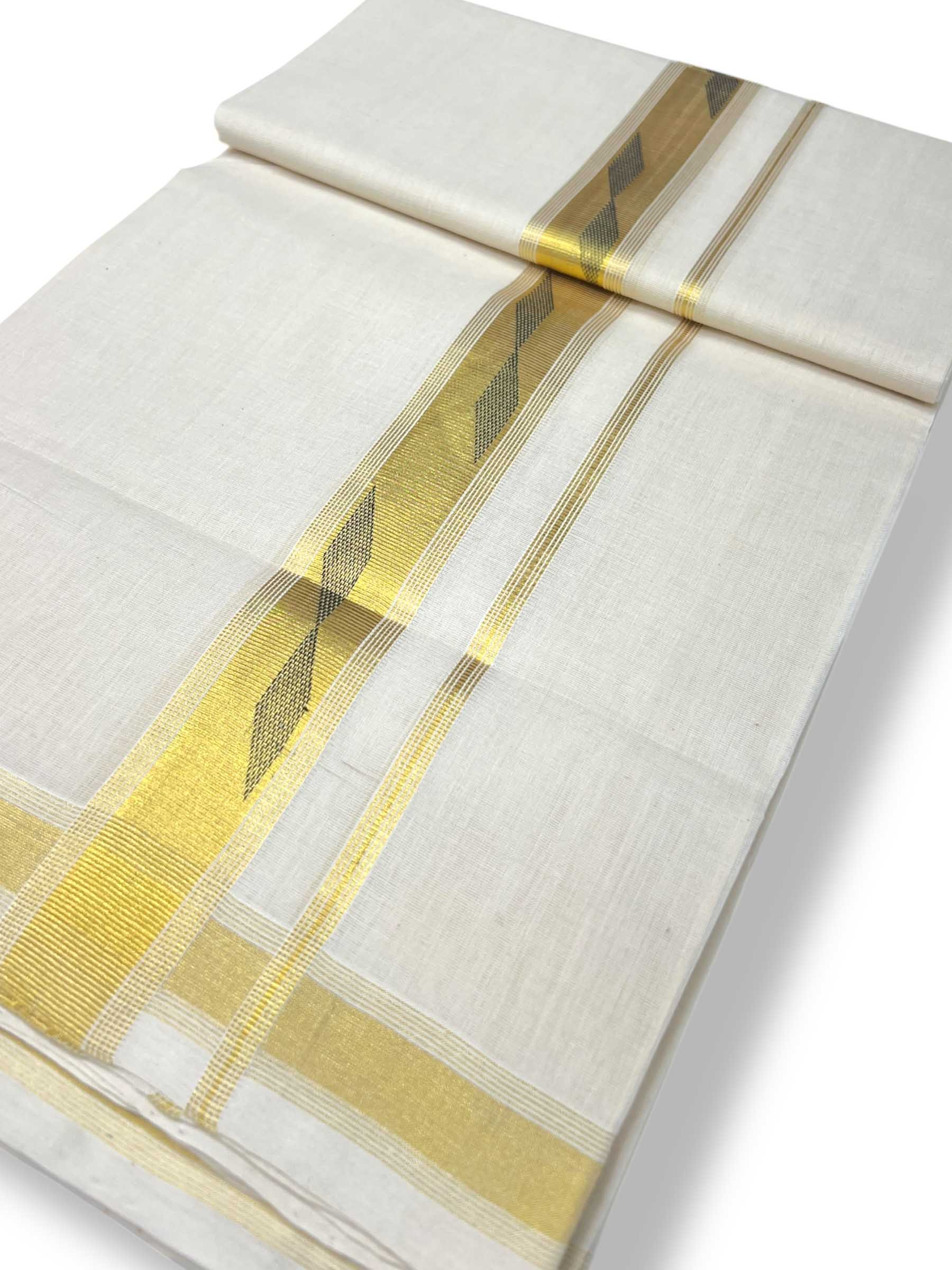 Original Balaramapuram Handloom Kasavu Mundu for Men