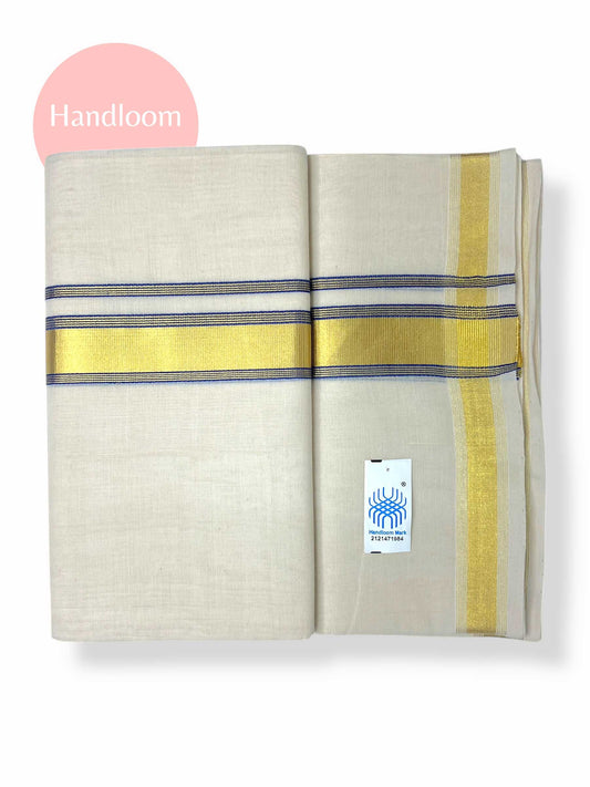 Original Balaramapuram Handloom Kasavu Mundu for Men