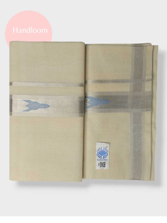 Original Balaramapuram Handloom Kasavu Mundu for Men
