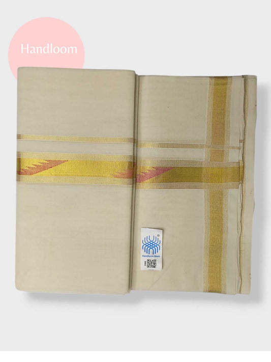 Original Balaramapuram Handloom Kasavu Mundu for Men