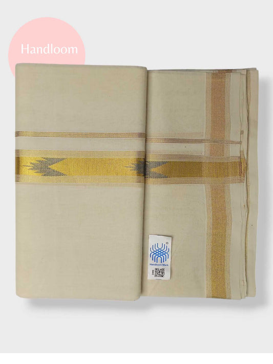 Original Balaramapuram Handloom Kasavu Mundu for Men