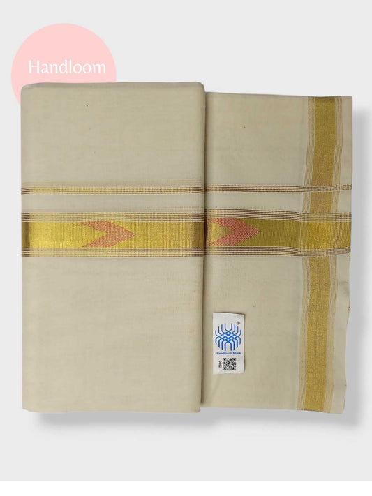 Original Balaramapuram Handloom Kasavu Mundu for Men