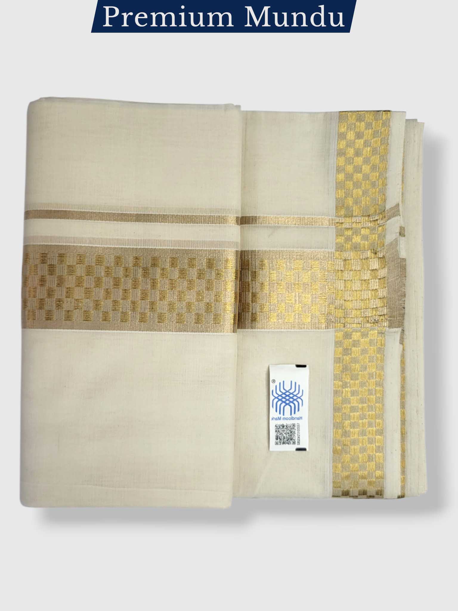 Premium Wedding Handloom Balaramapuram Unaakupaavu Kasavu Mundu for Men