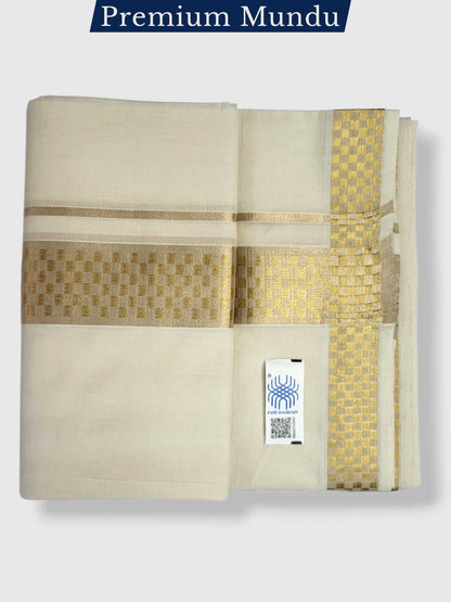 Premium Wedding Handloom Balaramapuram Unaakupaavu Kasavu Mundu for Men