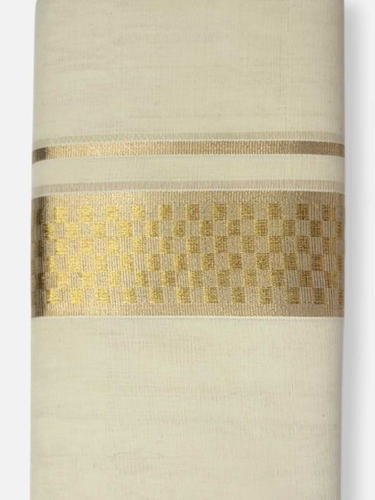 Premium Wedding Handloom Balaramapuram Unaakupaavu Kasavu Mundu for Men