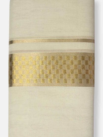 Premium Wedding Handloom Balaramapuram Unaakupaavu Kasavu Mundu for Men