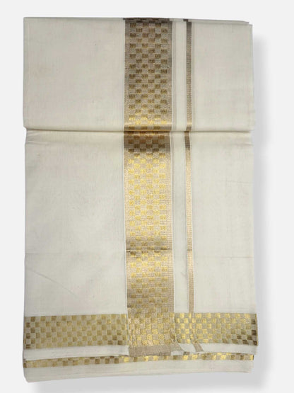 Premium Wedding Handloom Balaramapuram Unaakupaavu Kasavu Mundu for Men