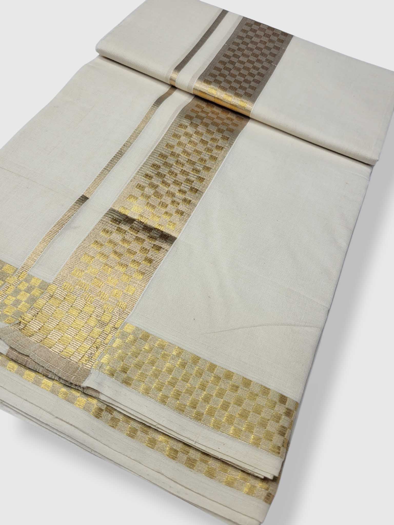 Premium Wedding Handloom Balaramapuram Unaakupaavu Kasavu Mundu for Men