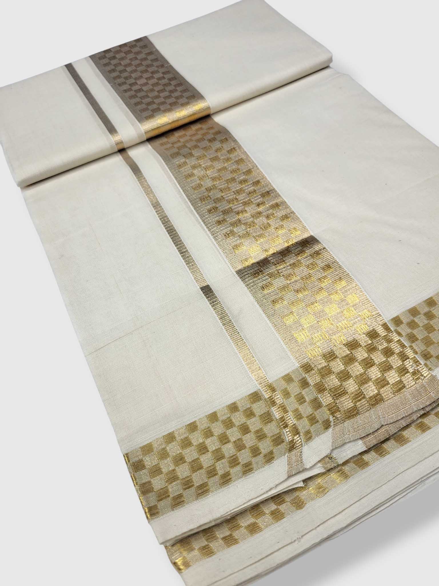 Premium Wedding Handloom Balaramapuram Unaakupaavu Kasavu Mundu for Men