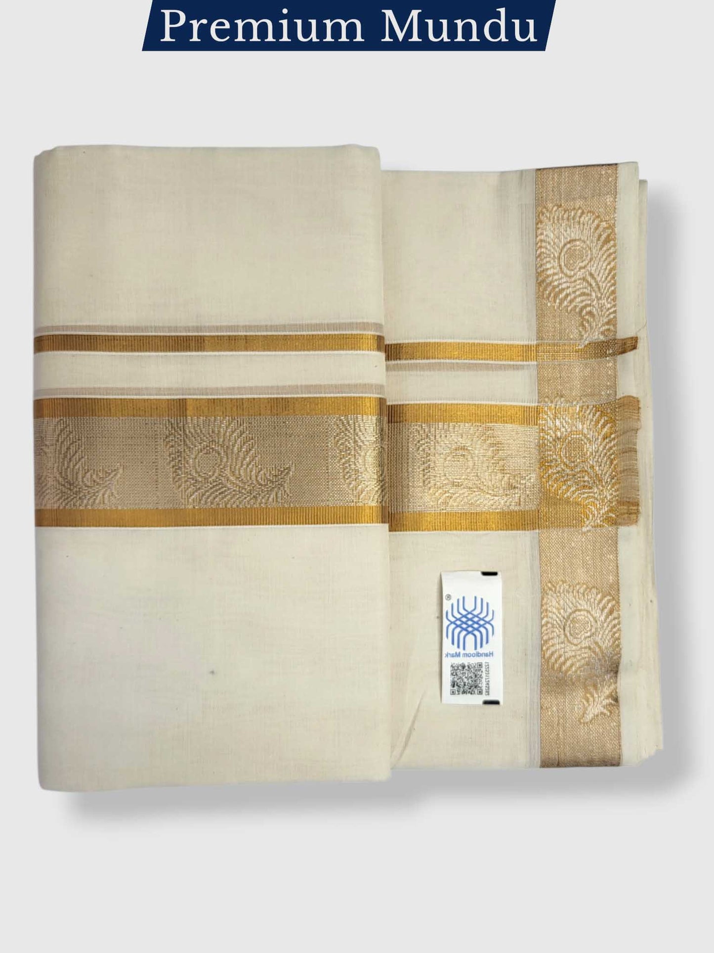 Premium Wedding Handloom Balaramapuram Unaakupaavu Kasavu Mundu for Men