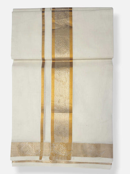 Premium Wedding Handloom Balaramapuram Unaakupaavu Kasavu Mundu for Men