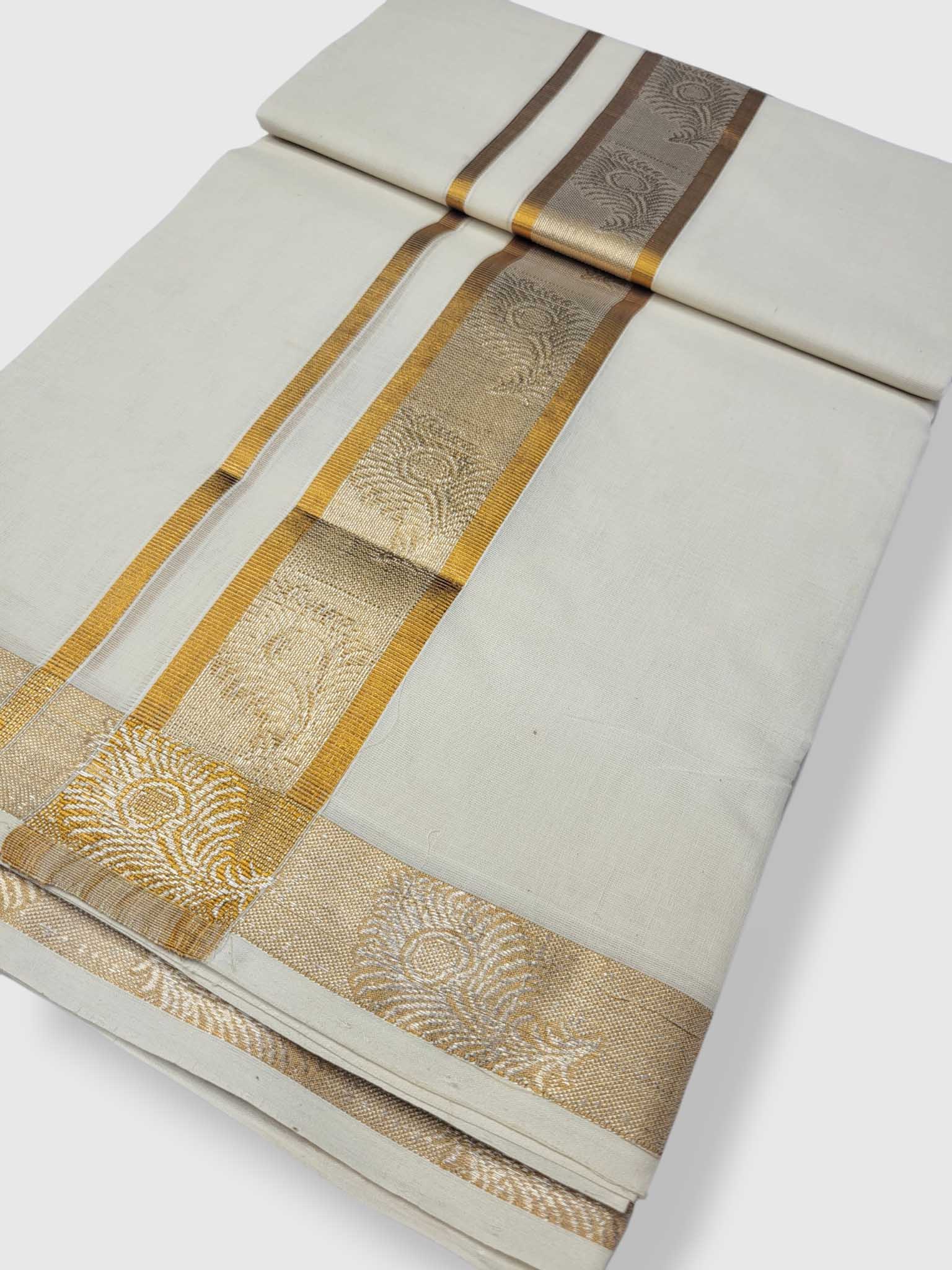 Premium Wedding Handloom Balaramapuram Unaakupaavu Kasavu Mundu for Men