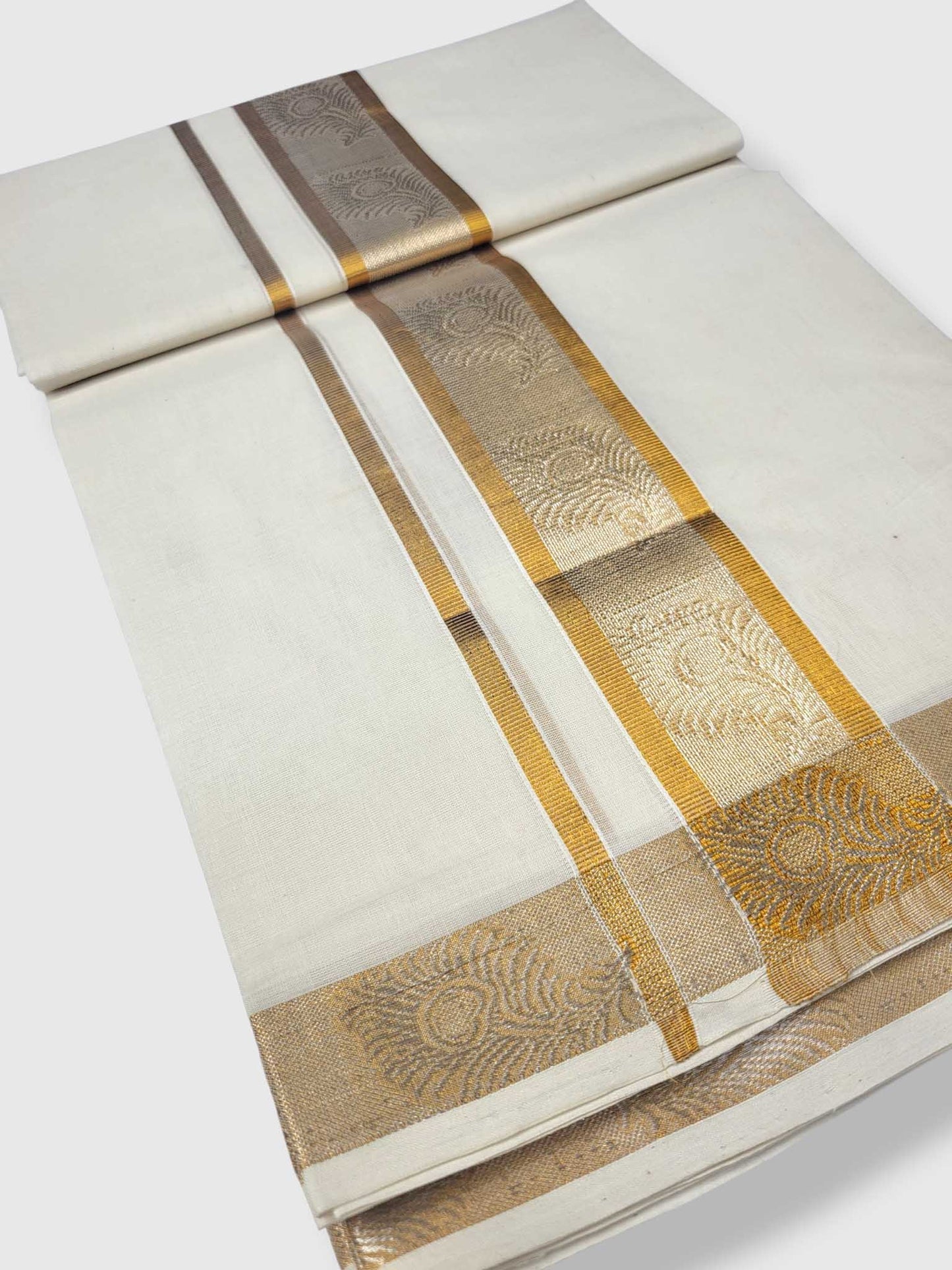 Premium Wedding Handloom Balaramapuram Unaakupaavu Kasavu Mundu for Men