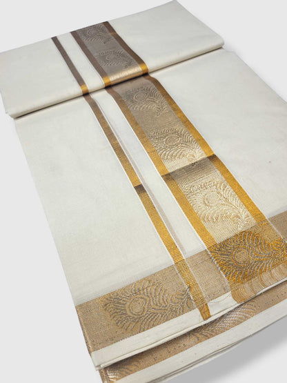 Premium Wedding Handloom Balaramapuram Unaakupaavu Kasavu Mundu for Men