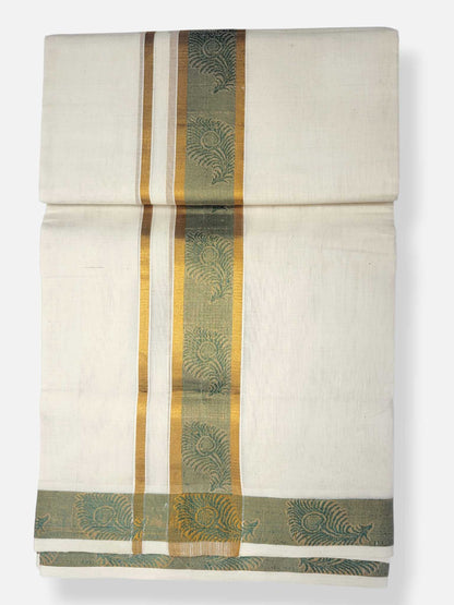 Premium Wedding Handloom Balaramapuram Unaakupaavu Kasavu Mundu for Men