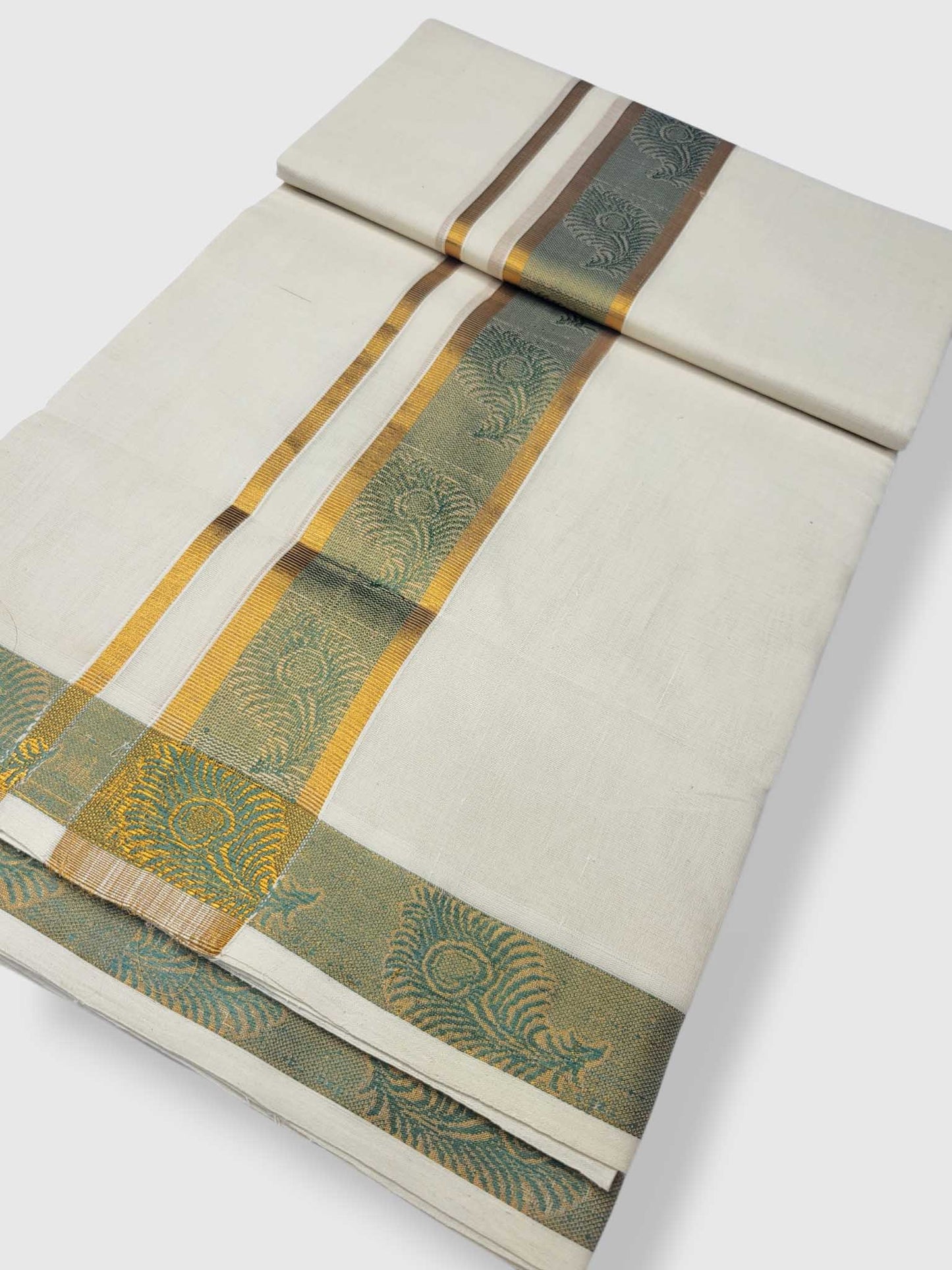Premium Wedding Handloom Balaramapuram Unaakupaavu Kasavu Mundu for Men