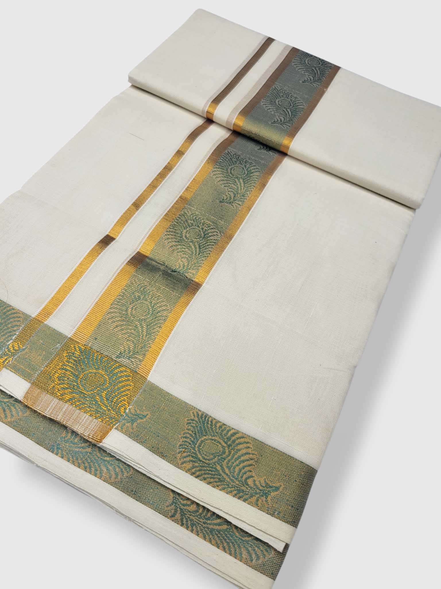 Premium Wedding Handloom Balaramapuram Unaakupaavu Kasavu Mundu for Men