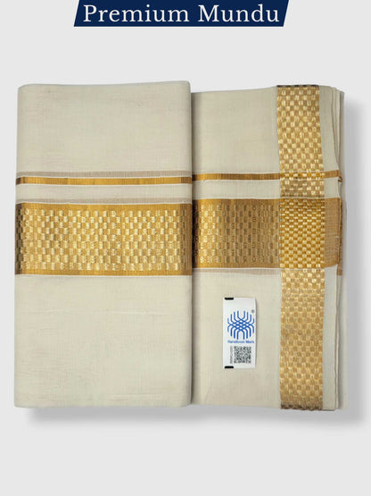 Premium Wedding Handloom Balaramapuram Unaakupaavu Kasavu Mundu for Men