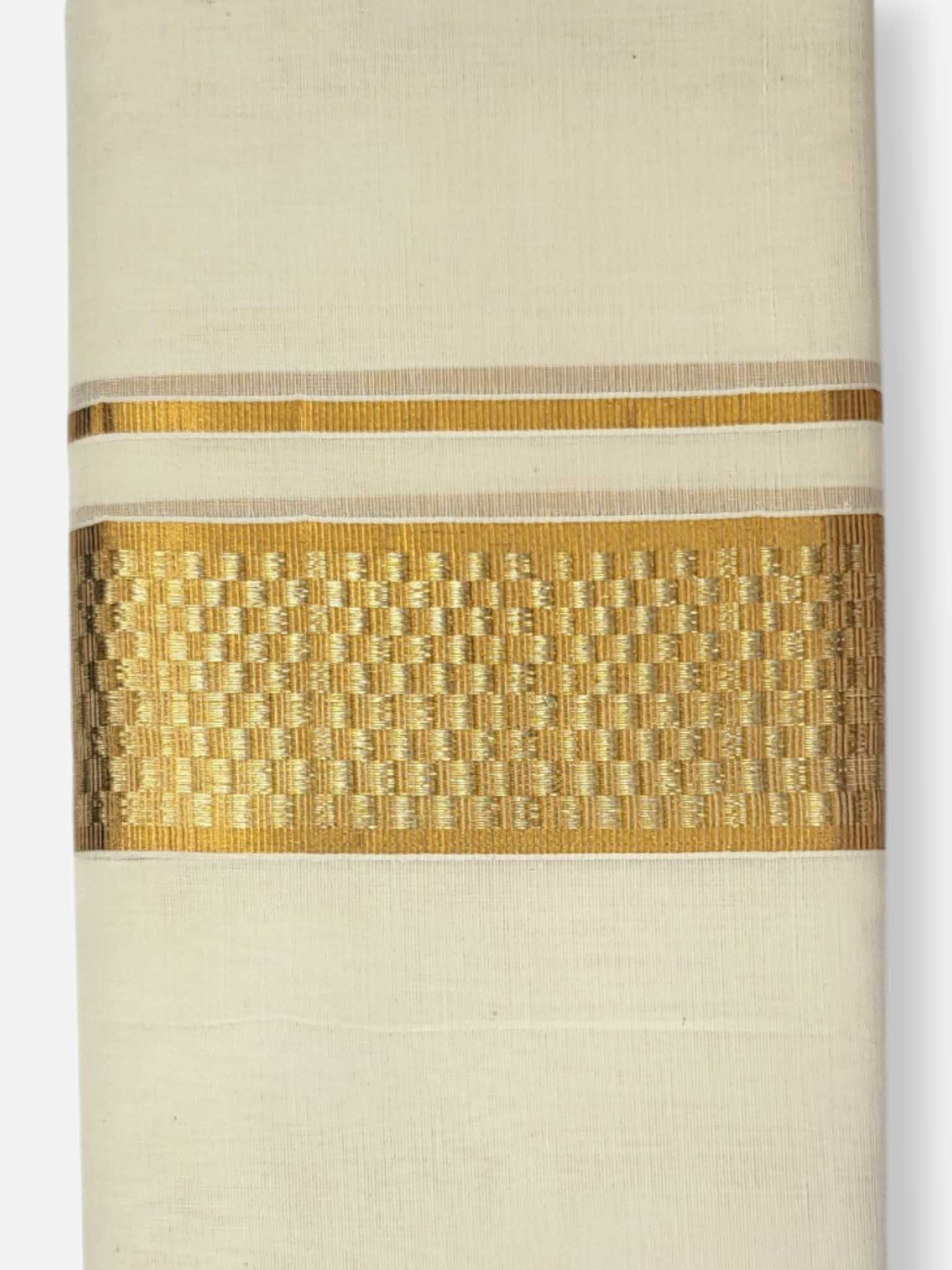 Premium Wedding Handloom Balaramapuram Unaakupaavu Kasavu Mundu for Men