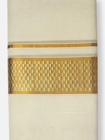 Premium Wedding Handloom Balaramapuram Unaakupaavu Kasavu Mundu for Men
