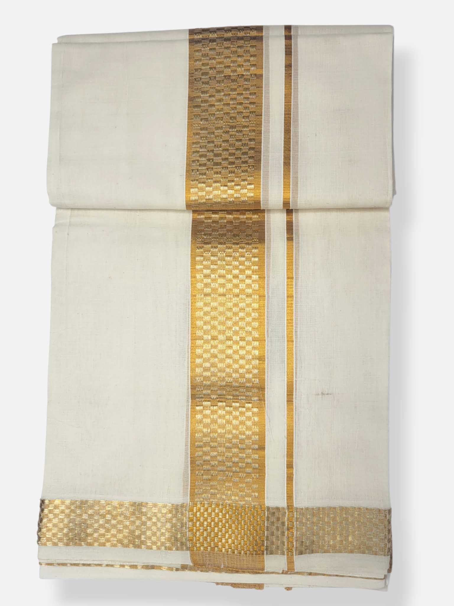 Premium Wedding Handloom Balaramapuram Unaakupaavu Kasavu Mundu for Men