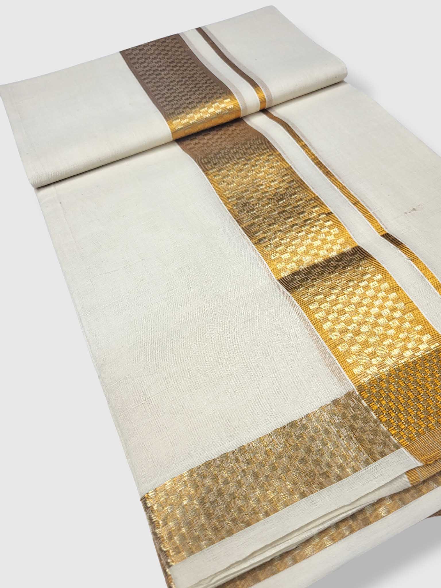 Premium Wedding Handloom Balaramapuram Unaakupaavu Kasavu Mundu for Men