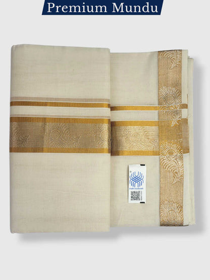 Premium Wedding Handloom Balaramapuram Unaakupaavu Kasavu Mundu for Men