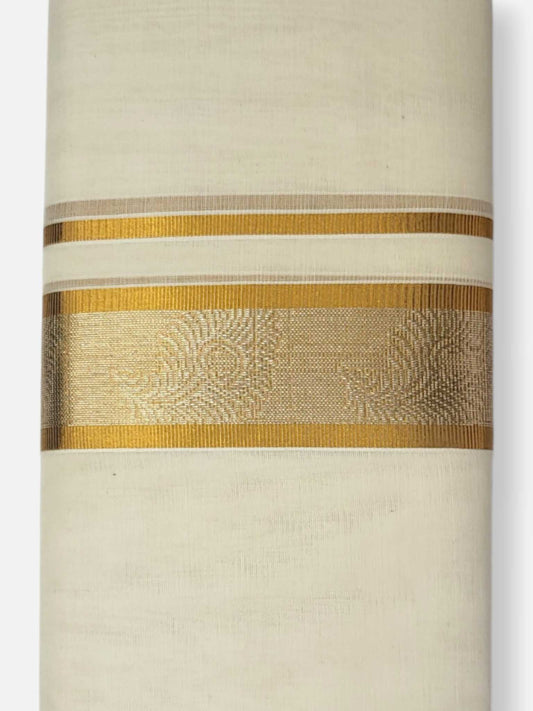 Premium Wedding Handloom Balaramapuram Unaakupaavu Kasavu Mundu for Men