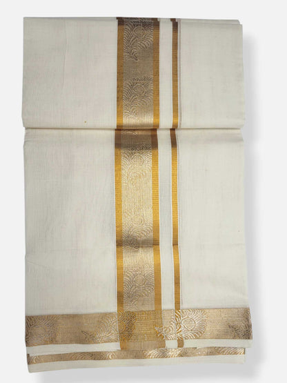 Premium Wedding Handloom Balaramapuram Unaakupaavu Kasavu Mundu for Men