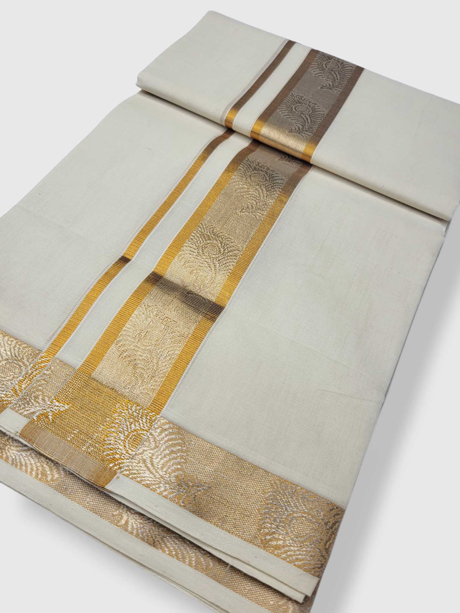 Premium Wedding Handloom Balaramapuram Unaakupaavu Kasavu Mundu for Men
