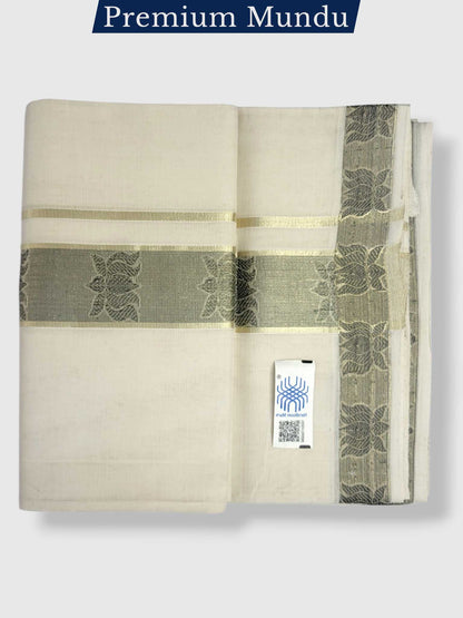 Premium Wedding Handloom Balaramapuram Unaakupaavu Kasavu Mundu for Men