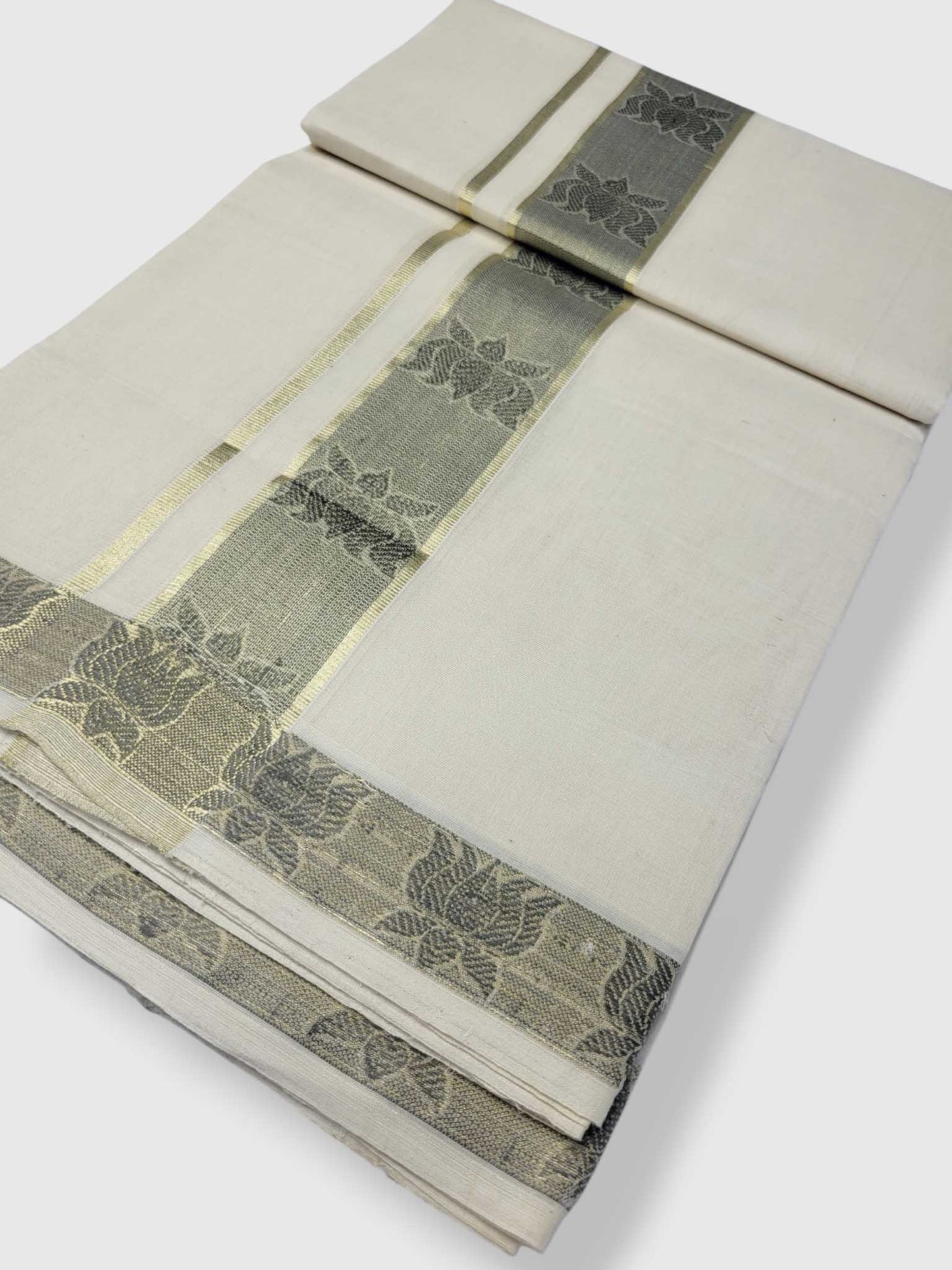 Premium Wedding Handloom Balaramapuram Unaakupaavu Kasavu Mundu for Men