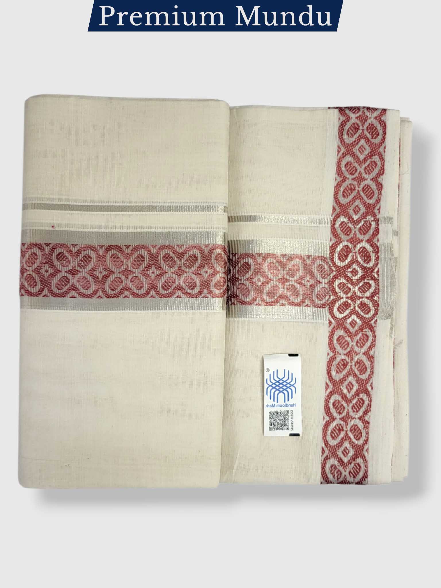 Premium Wedding Handloom Balaramapuram Unaakupaavu Kasavu Mundu for Men