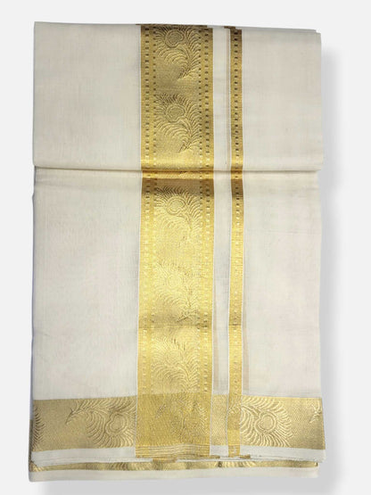 Premium Wedding Handloom Balaramapuram Unaakupaavu Kasavu Mundu for Men
