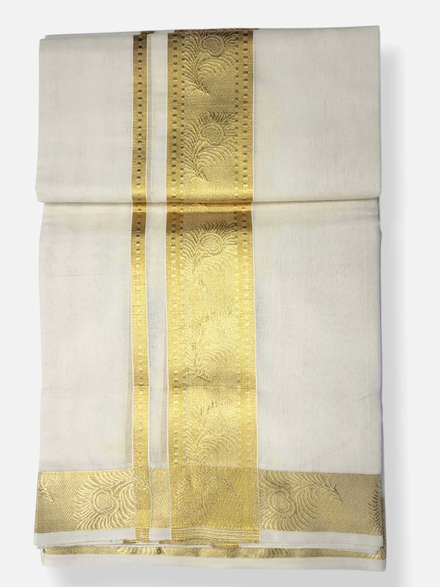 Premium Wedding Handloom Balaramapuram Unaakupaavu Kasavu Mundu for Men