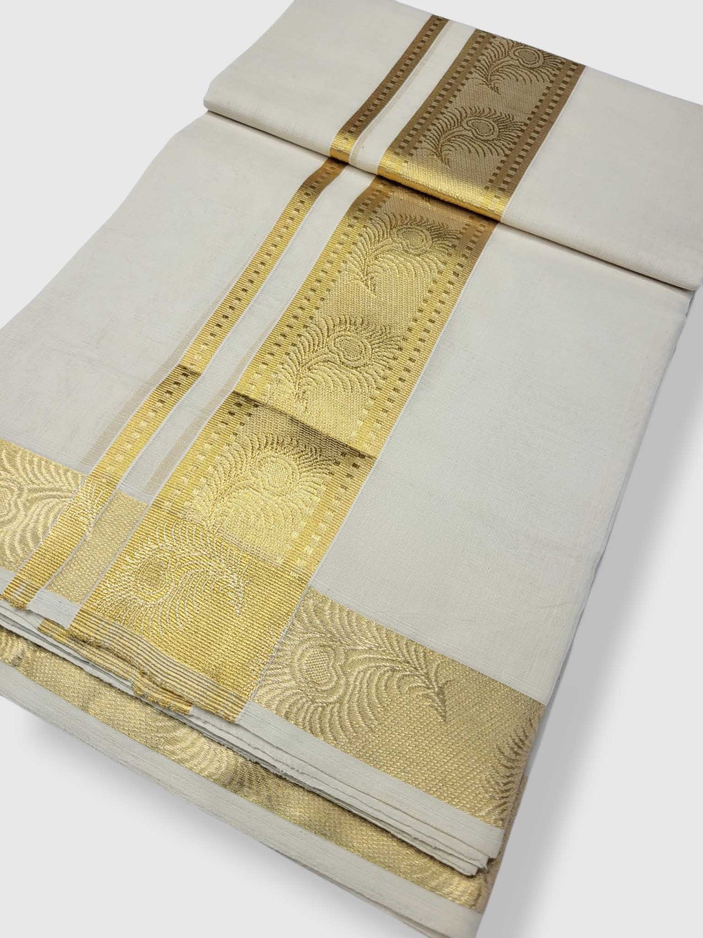 Premium Wedding Handloom Balaramapuram Unaakupaavu Kasavu Mundu for Men