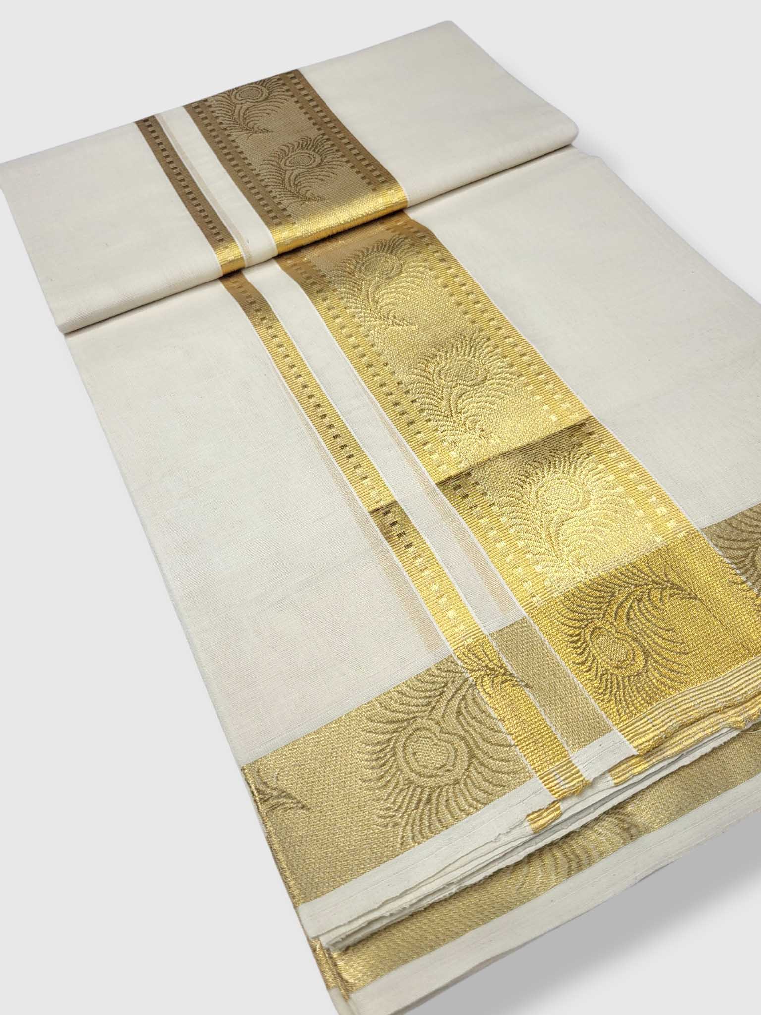 Premium Wedding Handloom Balaramapuram Unaakupaavu Kasavu Mundu for Men