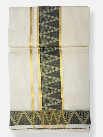 Premium Wedding Handloom Balaramapuram Unaakupaavu Kasavu Mundu for Men