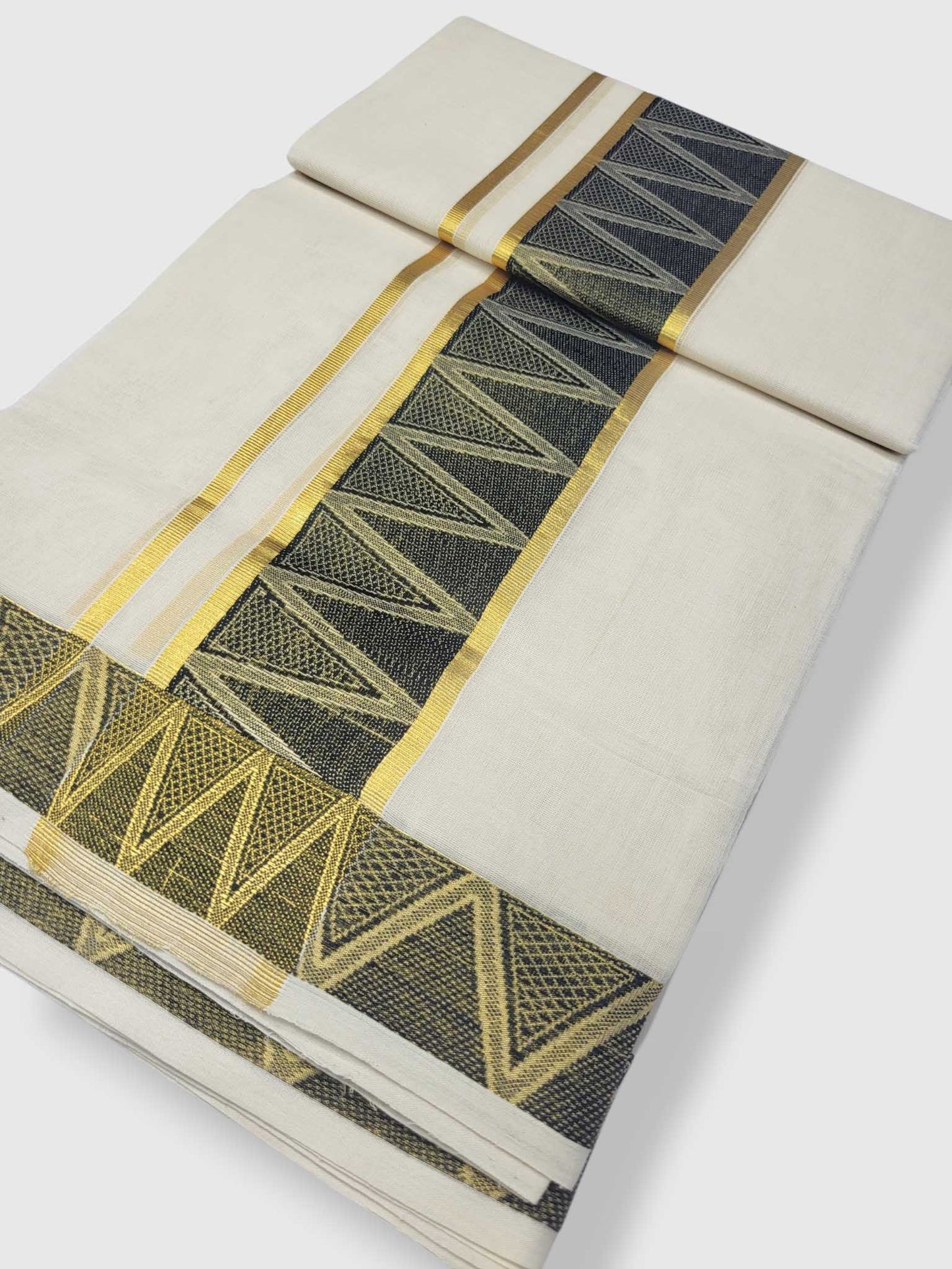 Premium Wedding Handloom Balaramapuram Unaakupaavu Kasavu Mundu for Men