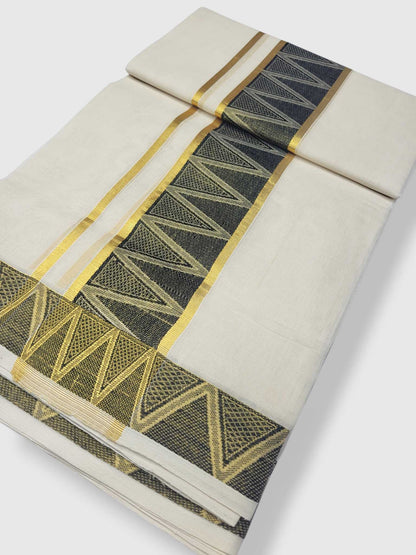 Premium Wedding Handloom Balaramapuram Unaakupaavu Kasavu Mundu for Men