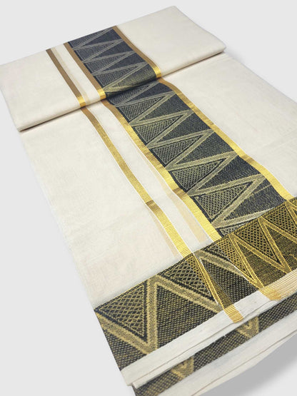 Premium Wedding Handloom Balaramapuram Unaakupaavu Kasavu Mundu for Men