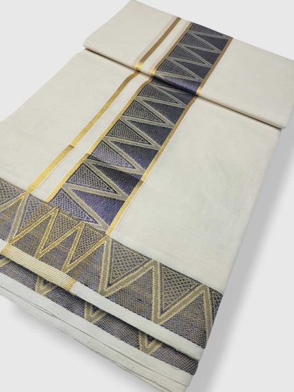 Premium Wedding Handloom Balaramapuram Unaakupaavu Kasavu Mundu for Men
