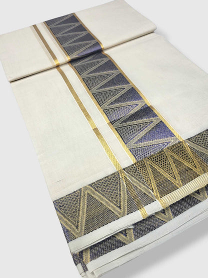 Premium Wedding Handloom Balaramapuram Unaakupaavu Kasavu Mundu for Men