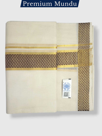 Premium Wedding Handloom Balaramapuram Unaakupaavu Kasavu Mundu for Men