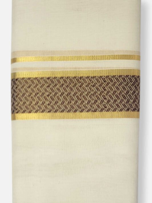 Premium Wedding Handloom Balaramapuram Unaakupaavu Kasavu Mundu for Men