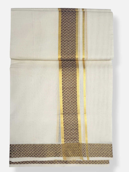 Premium Wedding Handloom Balaramapuram Unaakupaavu Kasavu Mundu for Men